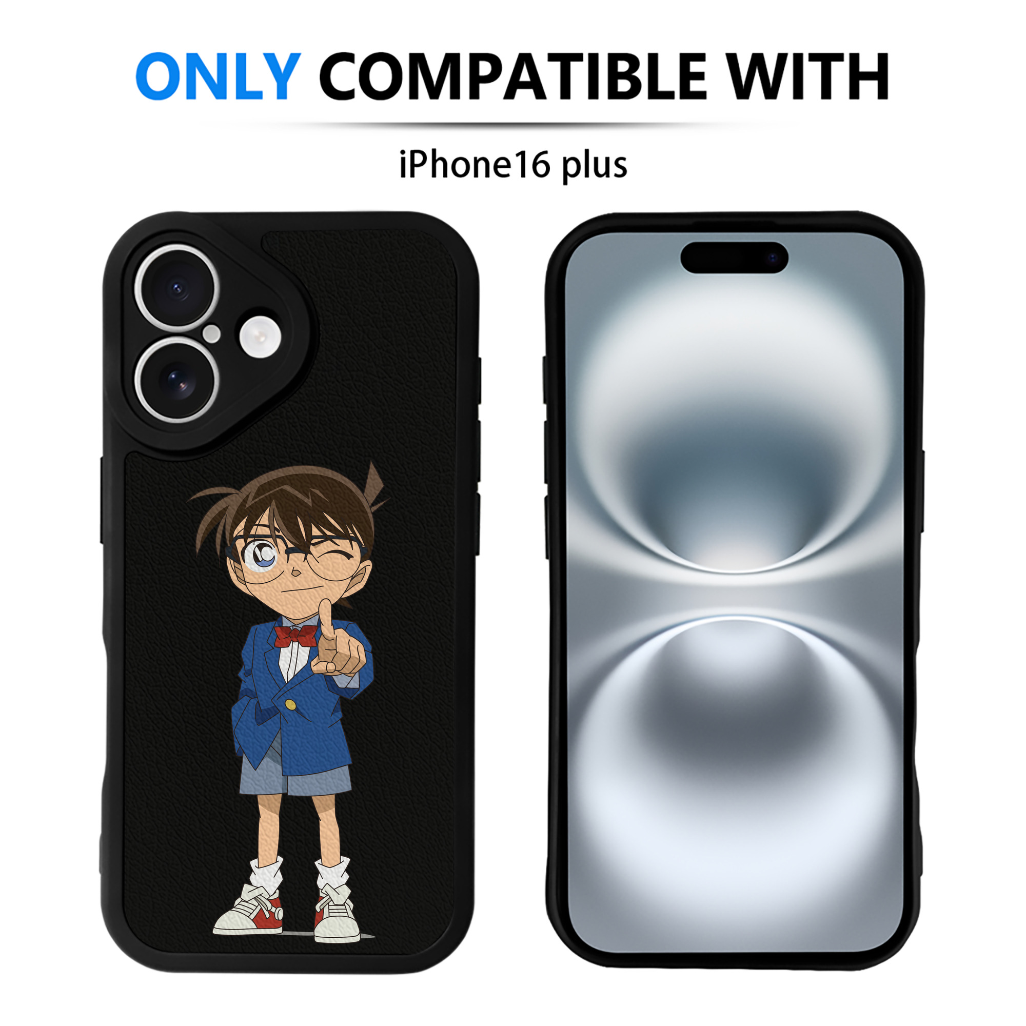 （画像用） 名探偵コナン 江戸川 コナン Detective Conan Conan Edogawa 【iPhone 16シリーズ対応】シリコンスマホケース（レザー調） 材質：シリコン